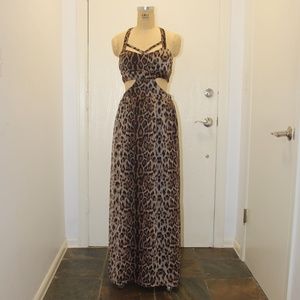 Sans Souci Maxi animal print dress w/ cutout sides